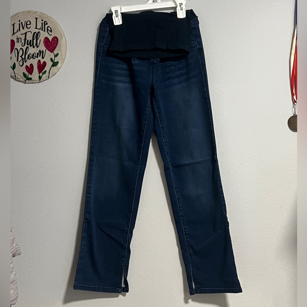 1822 Denim Dark Blue Straight Leg Maternity Jeans
